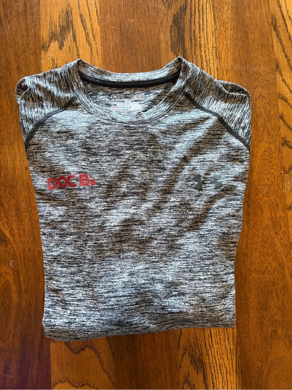 Under Armour Gray Heathered Short Sleeve Performance Shirt with Red Accent